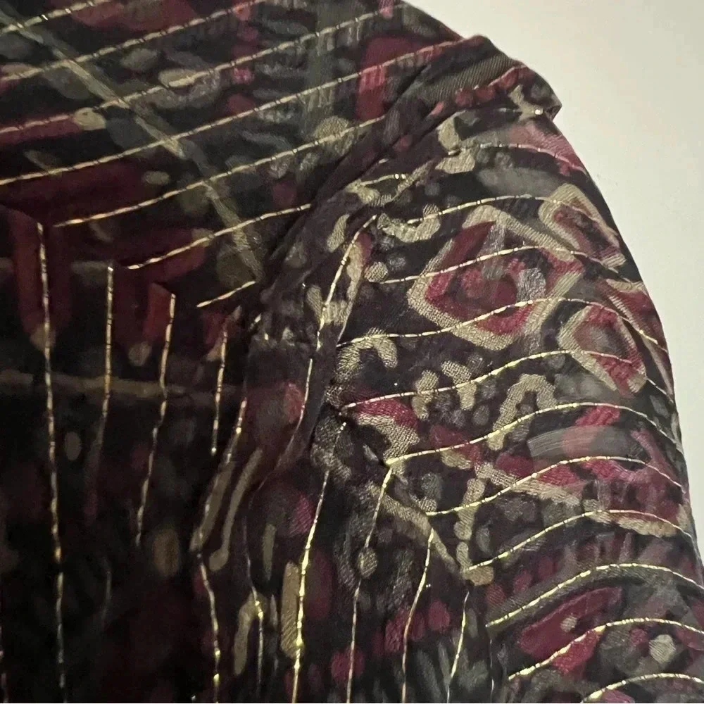 Frame Paisley Metallic‎ Silk Long Sleeve Mini Dress Size Small